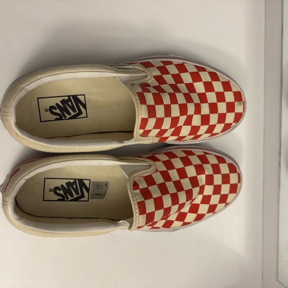 Vans Kids Red and White Checkered Slip-On Sneakers only worn 1 time. - Picture 5 of 5